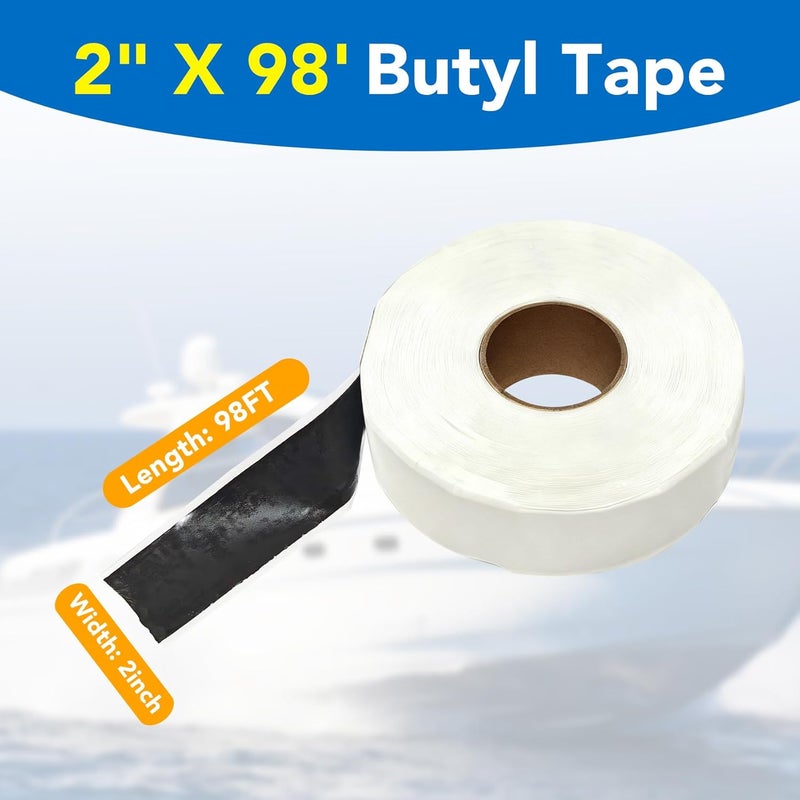 Wixeeua Double Sided Butyl Tape 2 Inch x 98FT, RV Butyl Sealant Tape for Window, Roofing, Car Doors, Boat, Pipe, DIY Projects, Permanent Bond, Waterproof Weatherproof, 1 Pack - Image 2